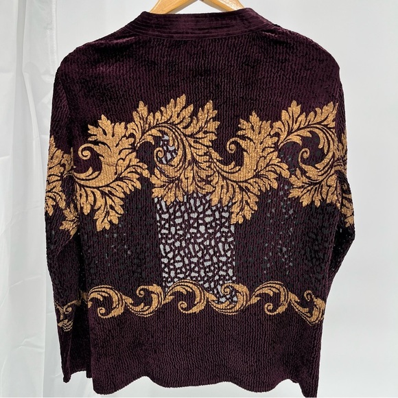 Chico’s Womens Travelers Velvet Burnout Jacket Size 12/14 Open Front Cardigan - Picture 7 of 9